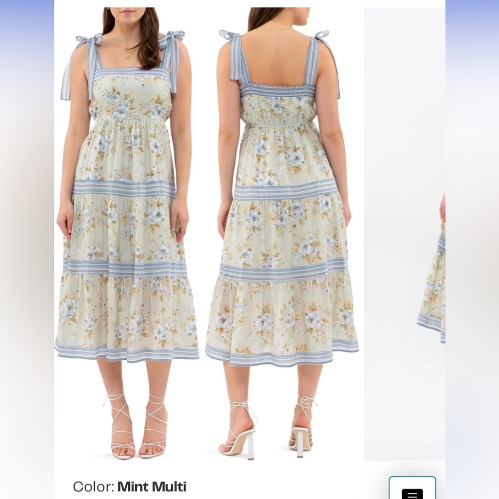 NWT Floral Stripe Tie Strap Maxi Dress Nordstrom house brand “by the river”